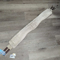 Nylon Web & Fleece Girth, 2x els, D Ring *gc, dirty, hairy, dingy, rusty, edge: rubs, frays, holes & thin
