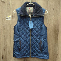 Quilt Vest, zipper, fleece lining *gc, mnr hair, puckers & stains
