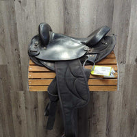15.5" XW *6.25" Big Horn Synthetic & Leather Endurance Saddle, NO Stirrups, 2 Latigo Billets, Fleece Panels, Serial #119
