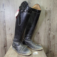 Dressage Boots, Bling, Zips, Black Forms & Boot Bag *vgc/gc, dirt, rubs, scuffs, faded
