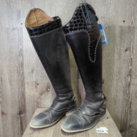 Dressage Boots, Bling, Zips, Black Forms & Boot Bag *vgc/gc, dirt, rubs, scuffs, faded
