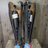 Dressage Boots, Bling, Zips, Black Forms & Boot Bag *vgc/gc, dirt, rubs, scuffs, faded
