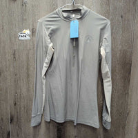 "Millbrook Leathers" LS Sun Shirt, 1/4 zip up, Mesh Sleeves *gc, pit stains, rubs, pills, snags, peeling logo
