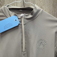 "Millbrook Leathers" LS Sun Shirt, 1/4 zip up, Mesh Sleeves *gc, pit stains, rubs, pills, snags, peeling logo
