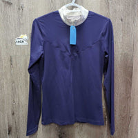 LS Show Shirt, 1/4 Zip Up, bling *vgc, mnr hair, cuff rubs & pills, linty
