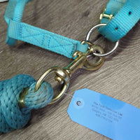 Nylon Halter, adj, snap, nylon lead rope *gc, clean, stains, faded, mnr snags, frays
