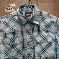 JUNIORS SS Western Shirt, snaps *vgc, mnbr crinkles & seam puckers
