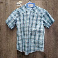 JUNIORS SS Western Shirt, snaps *vgc, mnbr crinkles & seam puckers
