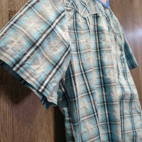 JUNIORS SS Western Shirt, snaps *vgc, mnbr crinkles & seam puckers
