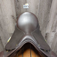 17.5" *XW *6.75" Parelli Fluidity All Purpose Saddle, 33" Lazer Padded Leather Girth, Med Long Front Pencil Blocks, Wool Flocking, Rear Gusset Panels, Flaps: 15.5"L x 14.5"W No Serial Number
