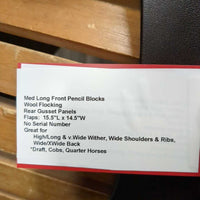 17.5" *XW *6.75" Parelli Fluidity All Purpose Saddle, 33" Lazer Padded Leather Girth, Med Long Front Pencil Blocks, Wool Flocking, Rear Gusset Panels, Flaps: 15.5"L x 14.5"W No Serial Number
