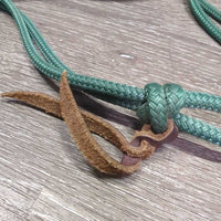 Soft Nylon Rope Halter, leather tassel *vgc, mnr dirt, residue, stains, faded, stitched loop
