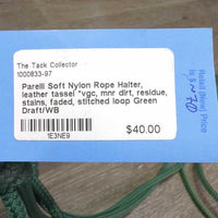 Soft Nylon Rope Halter, leather tassel *vgc, mnr dirt, residue, stains, faded, stitched loop
