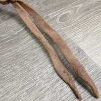 Soft Nylon Rope Hackamore & Mecate Reins, leather tassel *vgc, stretched loop, knots, mnr dirt, chews, dingy
