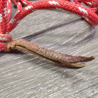Soft Nylon Rope Hackamore & Mecate Reins, leather tassel *vgc, stretched loop, knots, mnr dirt, chews, dingy
