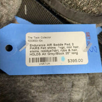Endurance AIR Saddle Pad, 2 PAIRS Felt shims *vgc, mnr hair, stains, residue?dirt, rubs & hair, HOLDS Air
