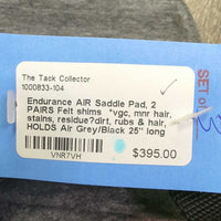 Endurance AIR Saddle Pad, 2 PAIRS Felt shims *vgc, mnr hair, stains, residue?dirt, rubs & hair, HOLDS Air
