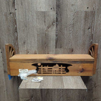 Wood Wall Coat Hanger/Shelf, Wagon Wheel sides
