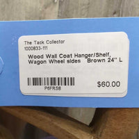 Wood Wall Coat Hanger/Shelf, Wagon Wheel sides
