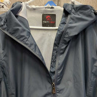 Light Long Riding Duster, Zipper, Hood, Mesh Lining *vgc, mnr edge rubs & stains
