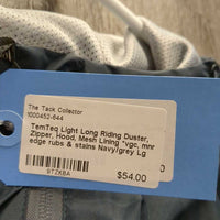 Light Long Riding Duster, Zipper, Hood, Mesh Lining *vgc, mnr edge rubs & stains

