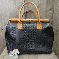 Moda in Pelle: Made in Italy 3 Piece Crocodile Set: Purse, Handbag & Wallet *xc/vgc, mnr stain?dirt, rubs, loose & pulled stitching & crease, torn lining edge
