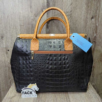 Moda in Pelle: Made in Italy 3 Piece Crocodile Set: Purse, Handbag & Wallet *xc/vgc, mnr stain?dirt, rubs, loose & pulled stitching & crease, torn lining edge
