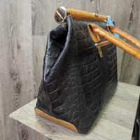 Moda in Pelle: Made in Italy 3 Piece Crocodile Set: Purse, Handbag & Wallet *xc/vgc, mnr stain?dirt, rubs, loose & pulled stitching & crease, torn lining edge
