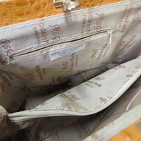 Moda in Pelle: Made in Italy 3 Piece Crocodile Set: Purse, Handbag & Wallet *xc/vgc, mnr stain?dirt, rubs, loose & pulled stitching & crease, torn lining edge
