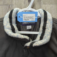 Puffy Vest, Wool Collar, Snaps "Sask Reining Champ", Wool Collar *gc, faded, puckers, collar: rubs, pills & stains
