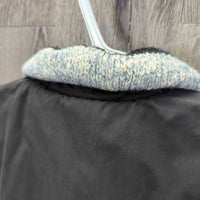 Puffy Vest, Wool Collar, Snaps "Sask Reining Champ", Wool Collar *gc, faded, puckers, collar: rubs, pills & stains
