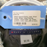 Puffy Vest, Wool Collar, Snaps "Sask Reining Champ", Wool Collar *gc, faded, puckers, collar: rubs, pills & stains
