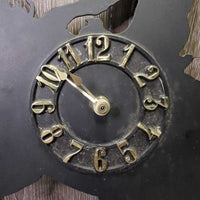 Metal Reining Horse Clock, Battery *gc, film, stains, rubs, scratches, WORKS
