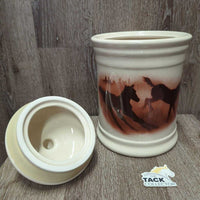 VINTAGE "Wild Horses" 4 Ceramic Canisters, 3 Lids
