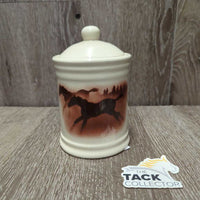 VINTAGE "Wild Horses" 4 Ceramic Canisters, 3 Lids
