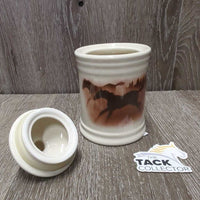 VINTAGE "Wild Horses" 4 Ceramic Canisters, 3 Lids
