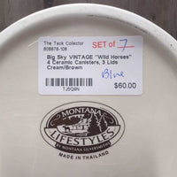 VINTAGE "Wild Horses" 4 Ceramic Canisters, 3 Lids
