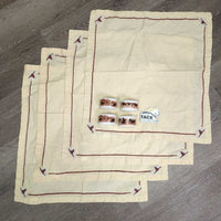 VINTAGE "Wild Horses" 4 Ceramic Napkin Holders & 4 Light Cotton Napkins *xc

