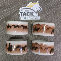 VINTAGE "Wild Horses" 4 Ceramic Napkin Holders & 4 Light Cotton Napkins *xc
