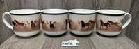VINTAGE Dinnerware 16 pc Set: "Wild Horses" 4 x's Bowls, Mugs, Sm Plates, Lg Plates *1 bowl not for food use
