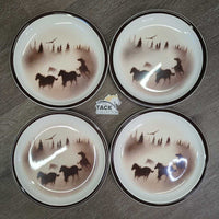 VINTAGE Dinnerware 16 pc Set: "Wild Horses" 4 x's Bowls, Mugs, Sm Plates, Lg Plates *1 bowl not for food use
