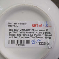 VINTAGE Dinnerware 16 pc Set: "Wild Horses" 4 x's Bowls, Mugs, Sm Plates, Lg Plates *1 bowl not for food use
