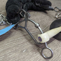 Soft Flexi Mullen Mouth Combi Hackamore, chain, sheepskin Nose *vgc, clean, mnr dirt, stains, hair & rubs, curled velcro, NO Chin Strap
