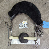 Soft Flexi Mullen Mouth Combi Hackamore, chain, sheepskin Nose *vgc, clean, mnr dirt, stains, hair & rubs, curled velcro, NO Chin Strap
