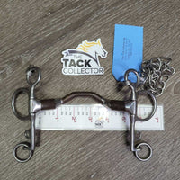 Med/Narrow High Port Tongue Relief Sweet Iron SS Pelham, chain *vgc, clean, residue, scuffs & scratches
