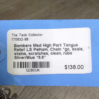 Med High Port Tongue Relief LS Pelham, Chain *gc, scale, stains, scratches, clean, rubs
