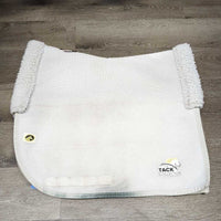 Non Slip Dressage Saddle Pad, fleece lined top *gc, clean, stains, puckered lining, clumpy, dingy, loose lining, hair, rubs, pills, marker, older
