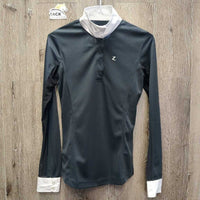 LS Sun Show Shirt, 1/4 Snap Up, Snap Collar, Mesh Sleeves *vgc, puckered collar & cuffs
