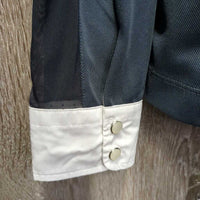 LS Sun Show Shirt, 1/4 Snap Up, Snap Collar, Mesh Sleeves *vgc, puckered collar & cuffs
