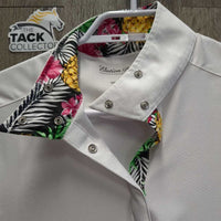LS Sun Show Shirt, 1/3 Snap Up, Snap Collar, Mesh Sleeves *vgc/xc, mnr collar crinkles, stains & seam puckers
